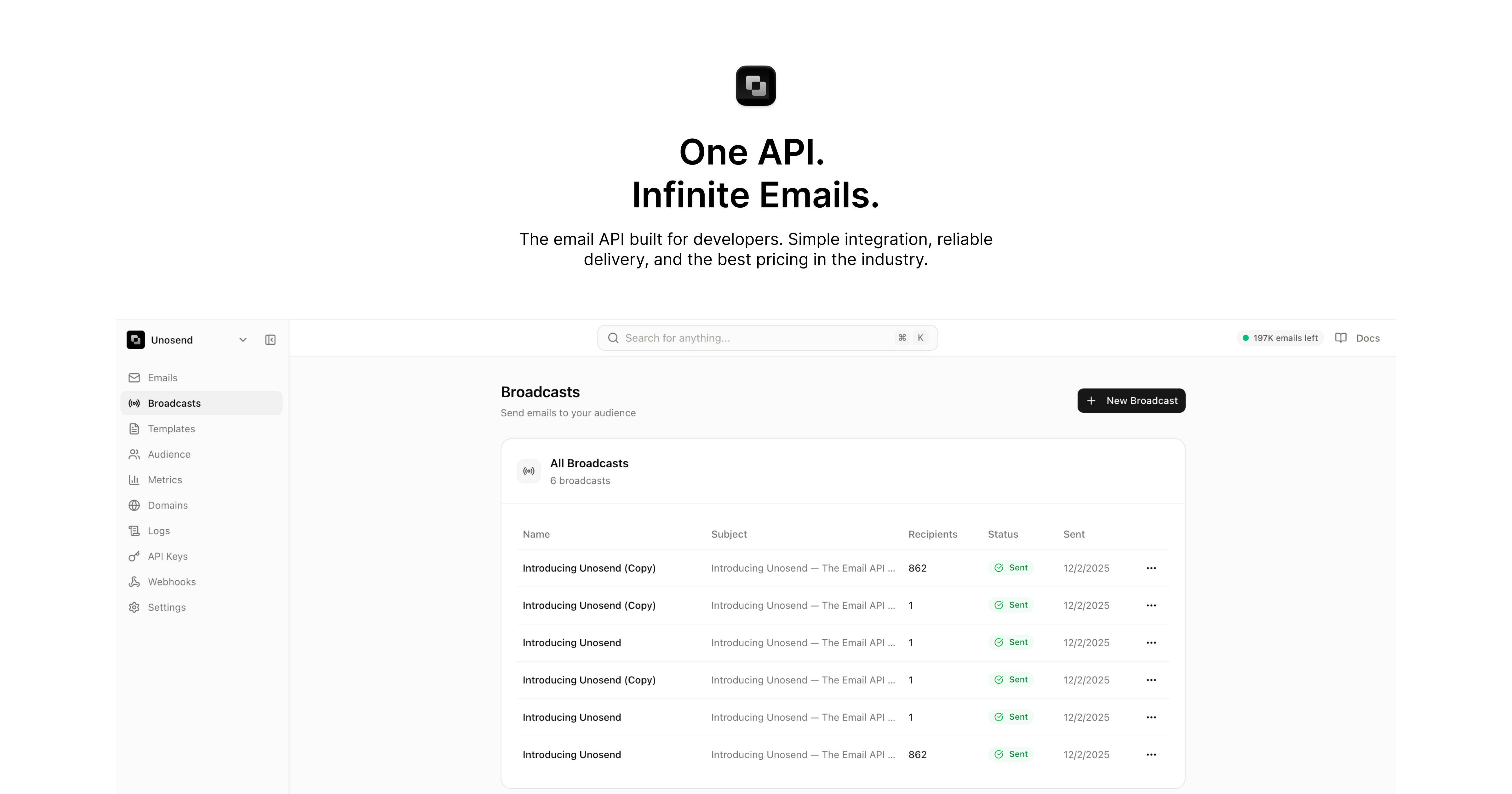 Unosend: The best email API for developers. | Orynth