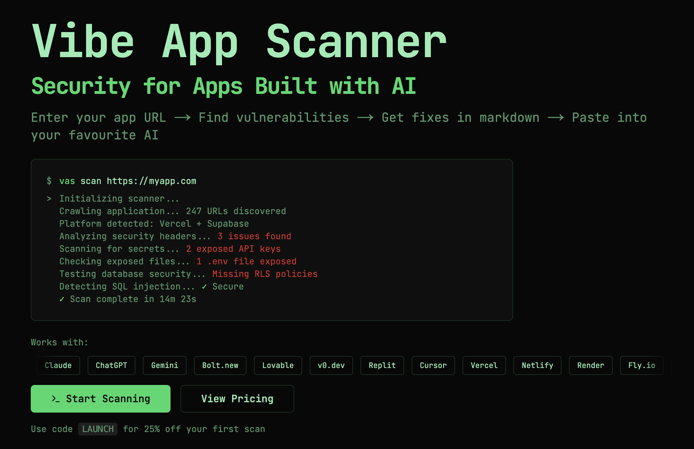 Vibe App Scanner: Security for Apps Built with AI | Orynth